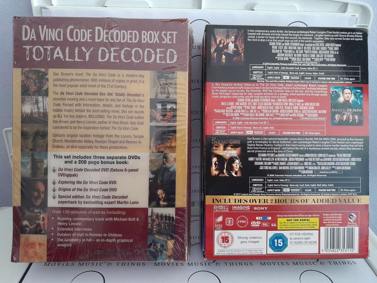 Da Vinci Code Decoded documentary (NEW) & The Da Vinci Code - Angels and Demons - Inferno (3xMovies)