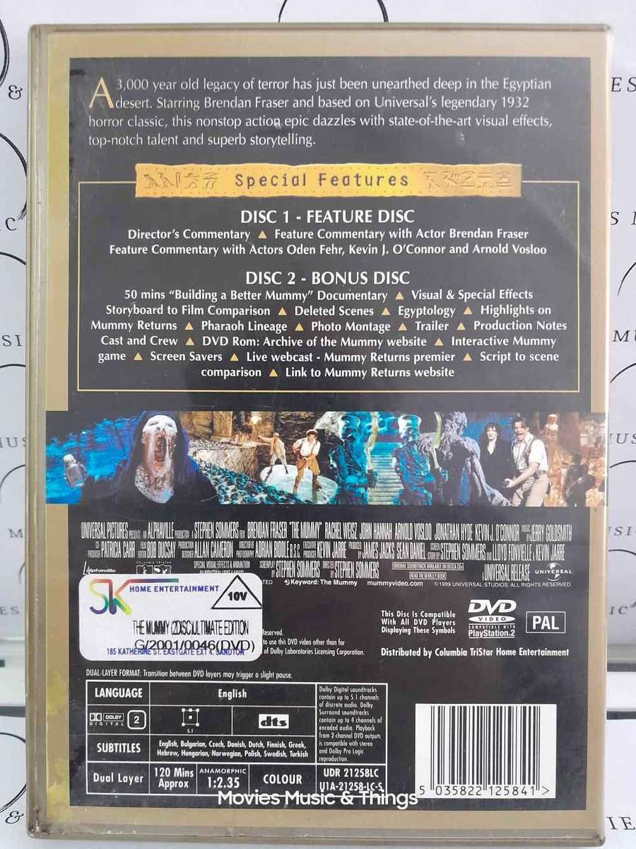 The Mummy - 2 Disc Ultimate Edition & The Mummy Returns - Brendon Frazer and Arnold Vosloo (DVD)