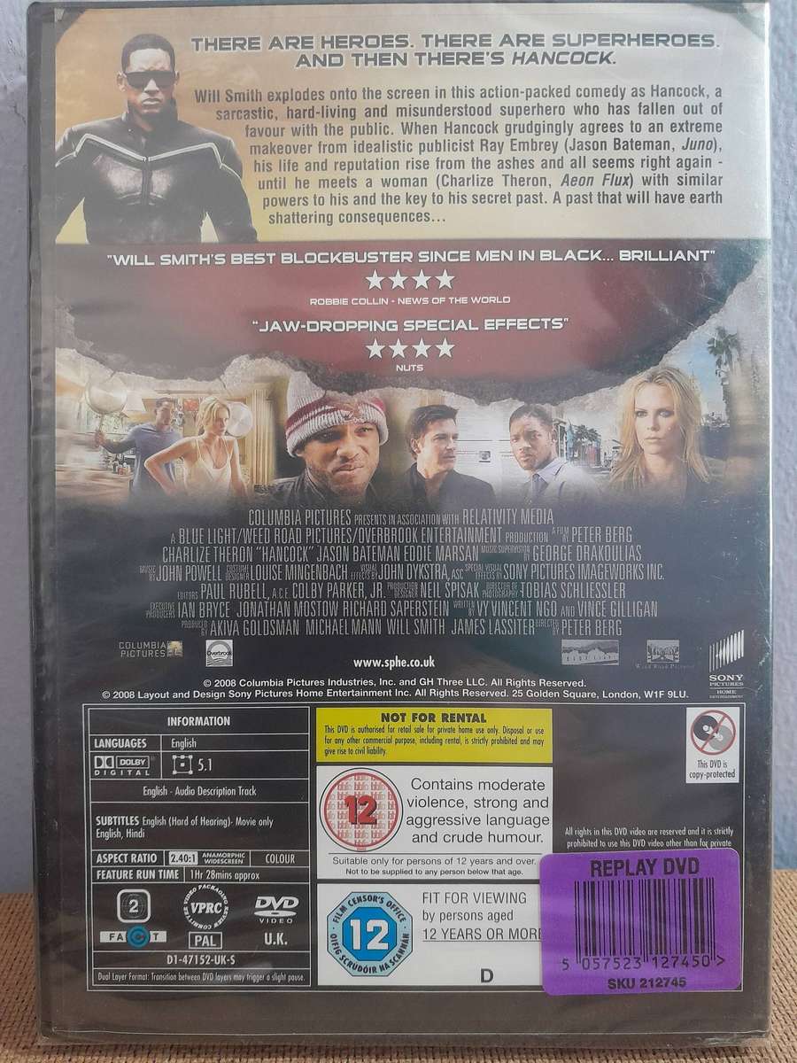 Hancock - Will Smith & Charlize Theron (DVD) New