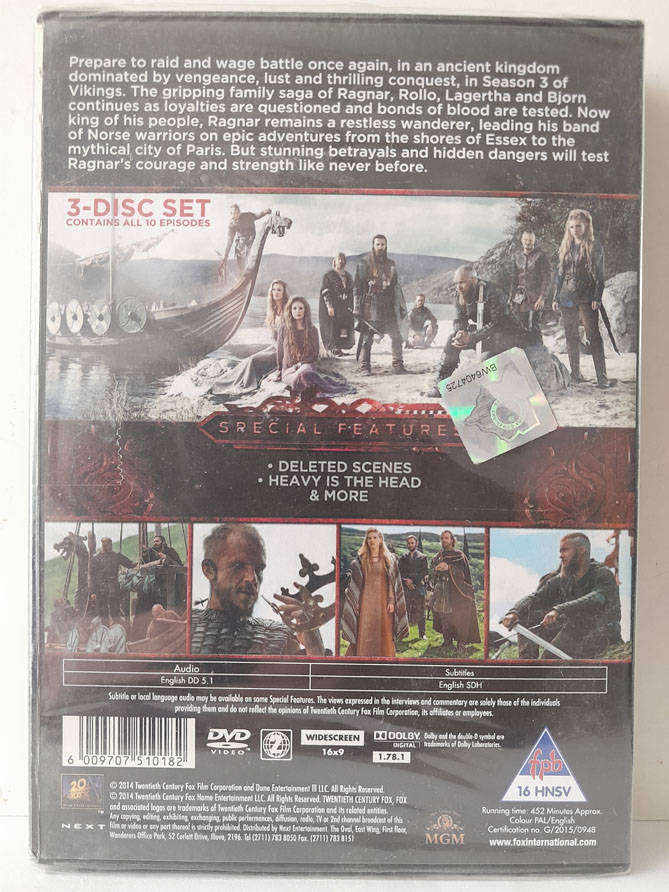 Vikings - Complete Third season (DVD) Series New