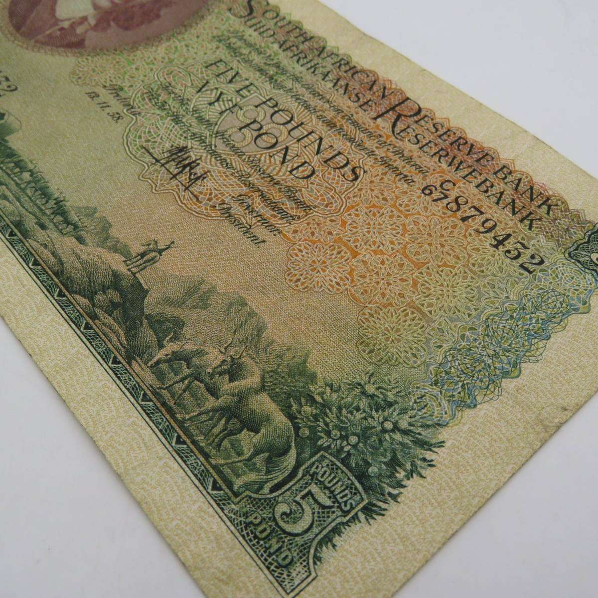 1958 South African 5 pounds Banknote - M H de Kock