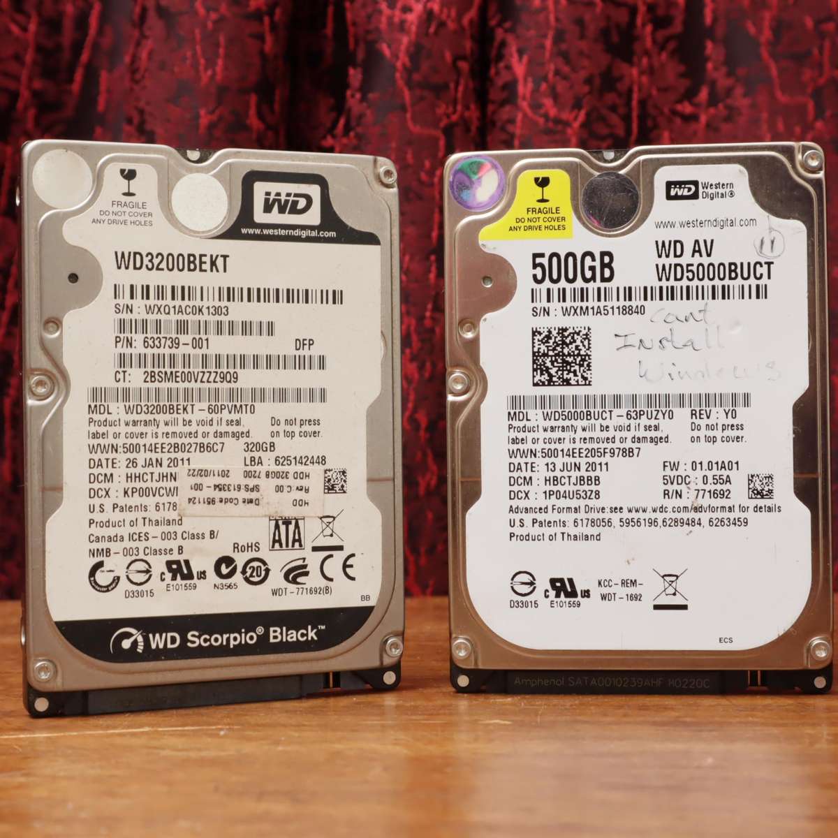 2.5 Inch Internal SATA Hards Drives 500GB and 320GB - 2Pcs