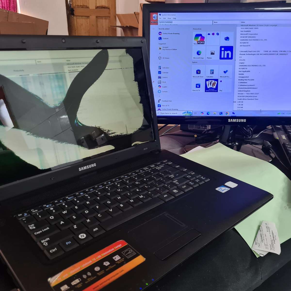 SAMSUNG Notebook Laptop NP-R519-JA02ZA 250GB HDD 1.8GHz Intel Celeron 2GB RAM