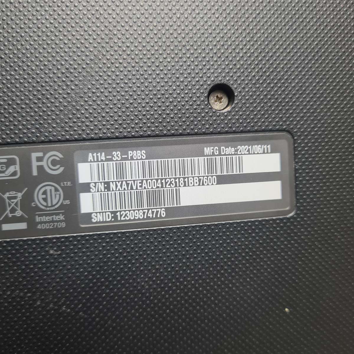 Acer Aspire A114-33-P8BS Quad Core Pentium(R) Silver N6000 1.1GHz 128GB SSD 4GB RAM