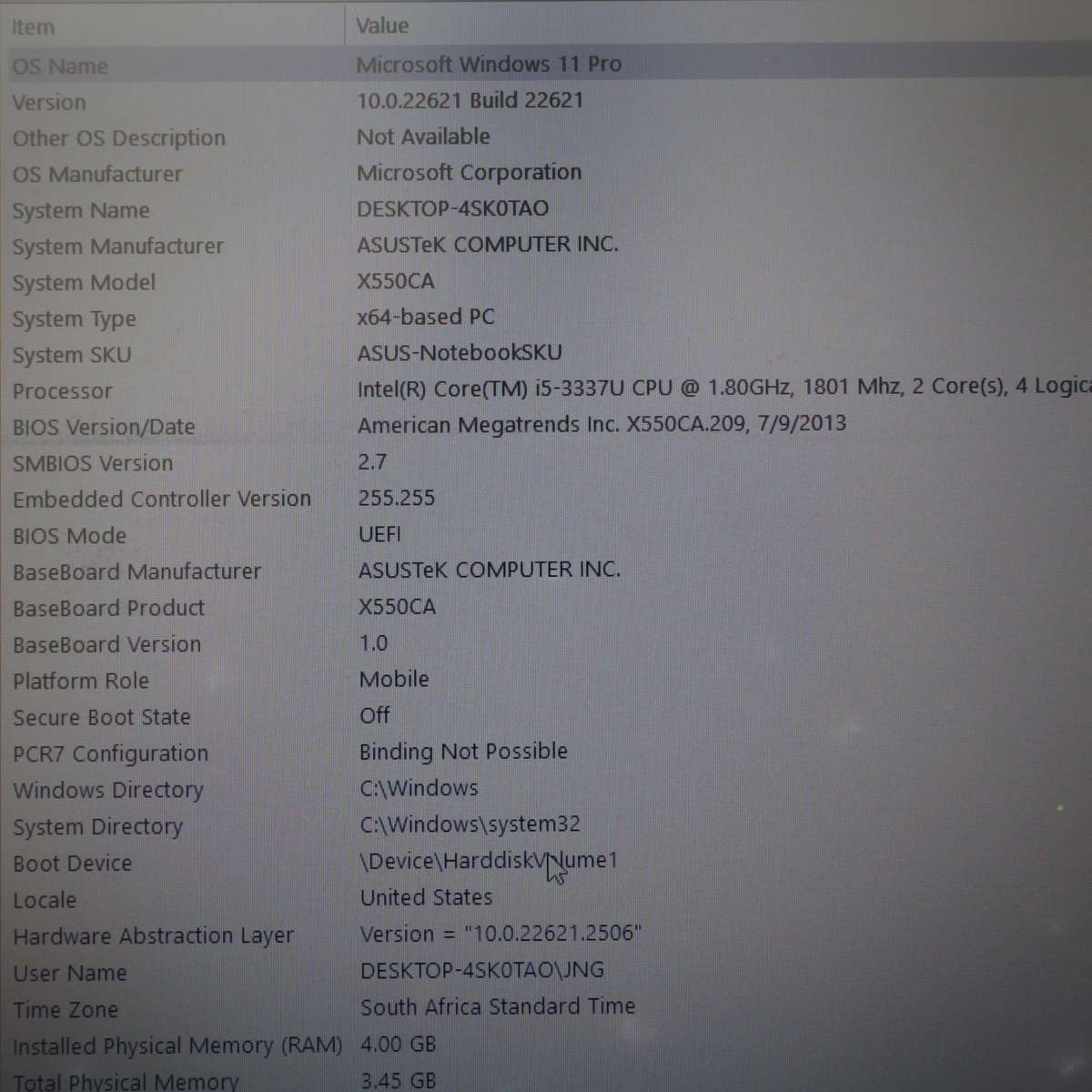 Asus Notebook X550CA Core i5 - 1.8GHz 500GB SSD 4GB RAM 15.6 Inches