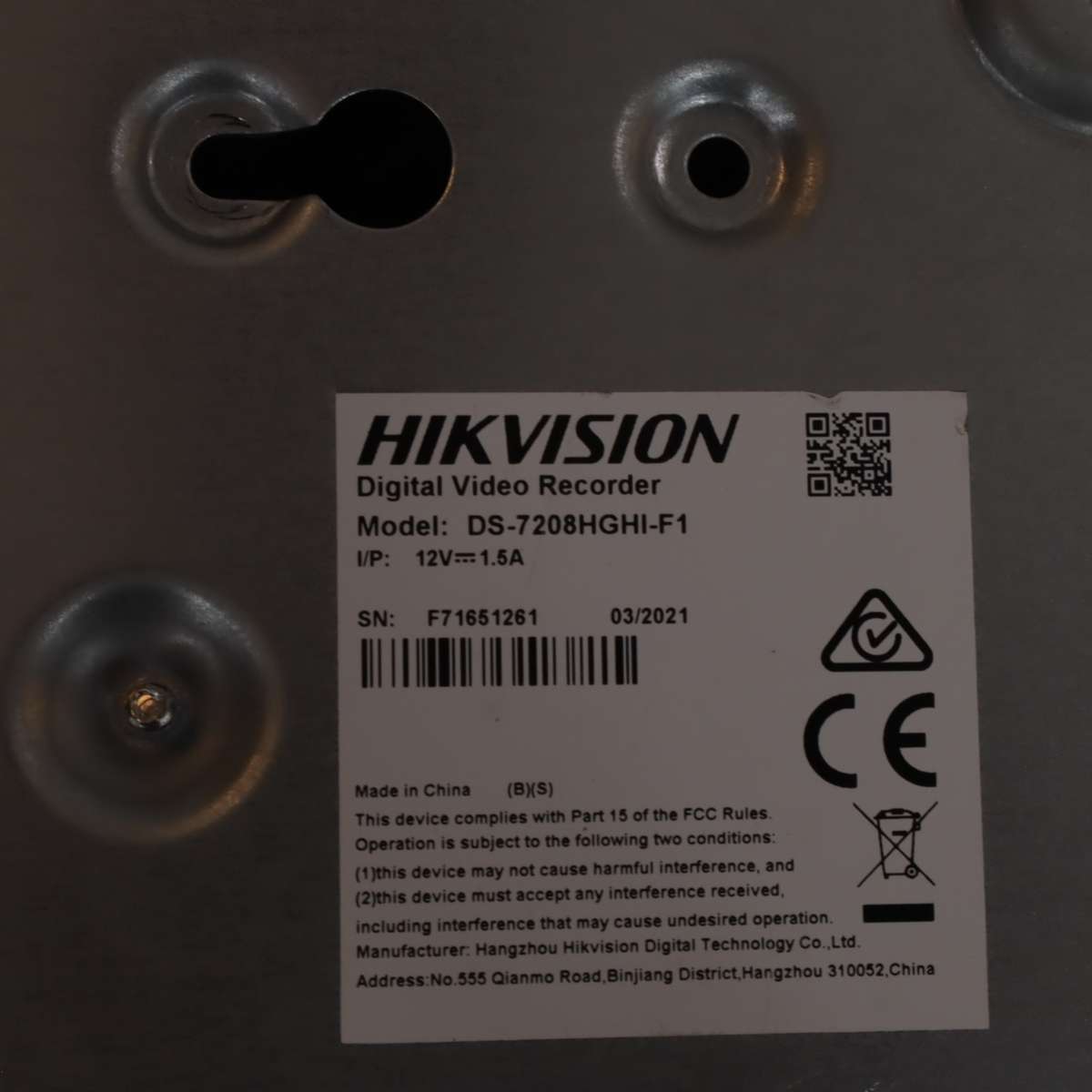 Hikvision 8-Channel 1080p Lite 1U H.264 DVR (DS-7208HGHI-F1) - Pre-Owned