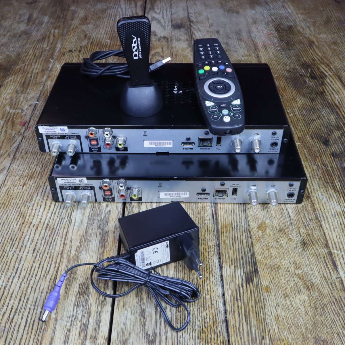 2Pcs DSTV HD PVR 2P  Decoder + Remote + WiFi Connector - Pre-Owned