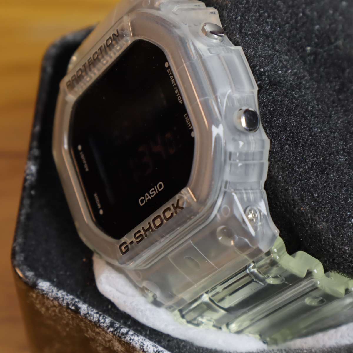 Casio G-Shock Semi-Transparent Skeleton Watch - DW-5600SKE-7DR