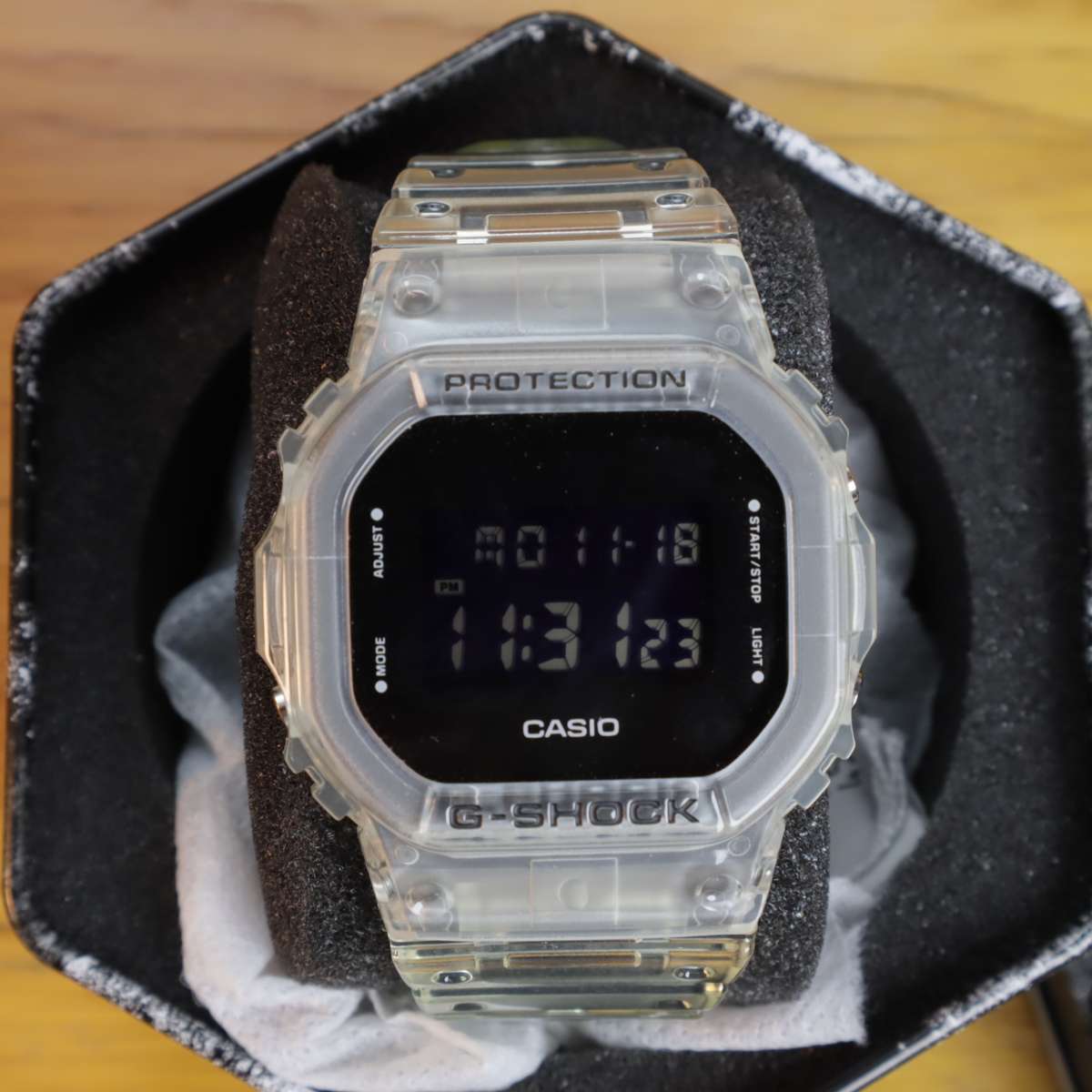 Casio G-Shock Semi-Transparent Skeleton Watch - DW-5600SKE-7DR