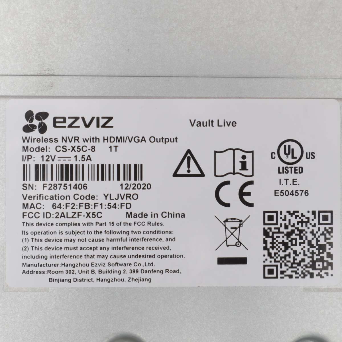 EZVIZ 8 Channel Wireless NVR CS-X5C-8 HDMI VGA 1TB HDD
