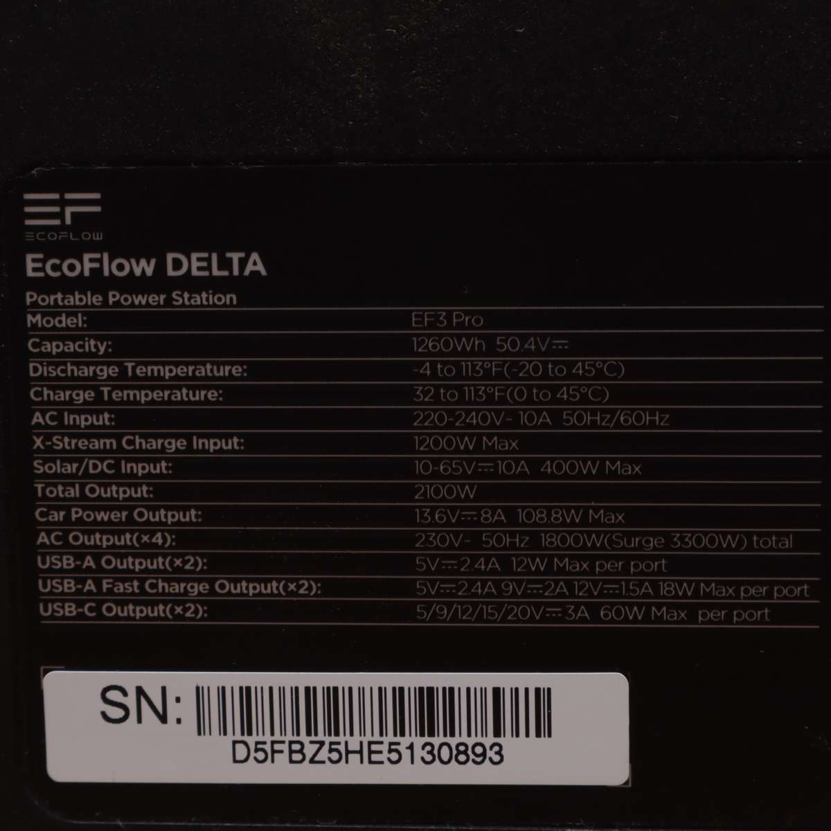 Ecoflow Delta Portable Power Station 1800W - 1260Wh - EF3 PRO