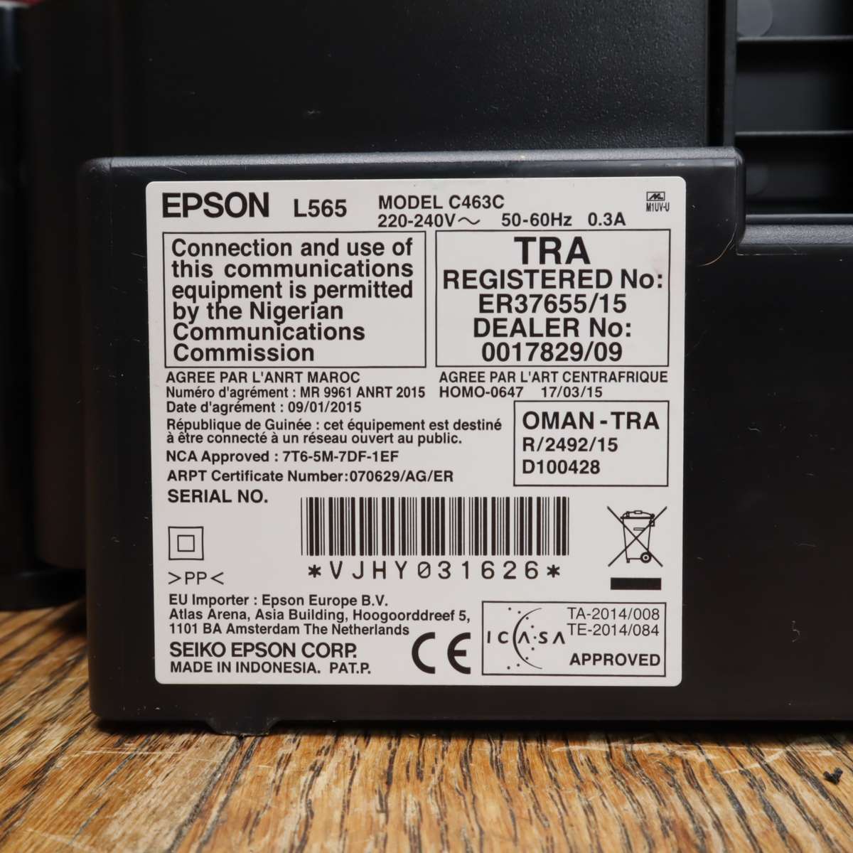 Epson L565 A4 Colour All-In-One Ink Tank Printer