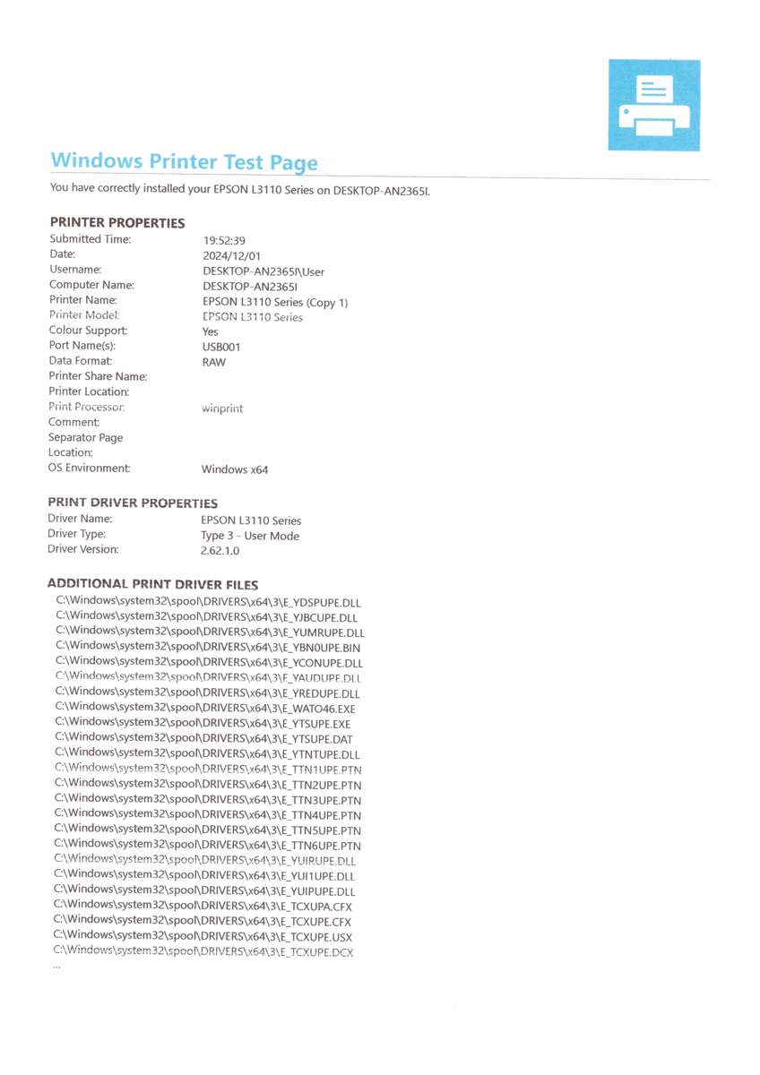 Epson EcoTank L3110 A4 Colour Multifunction Inkjet Printer - Pre-Owned