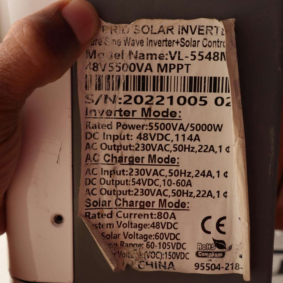 Fivestar Hybrid Solar Pure Sine Wave Inverter Mppt Controller -  VH-5548M/48V5000VA