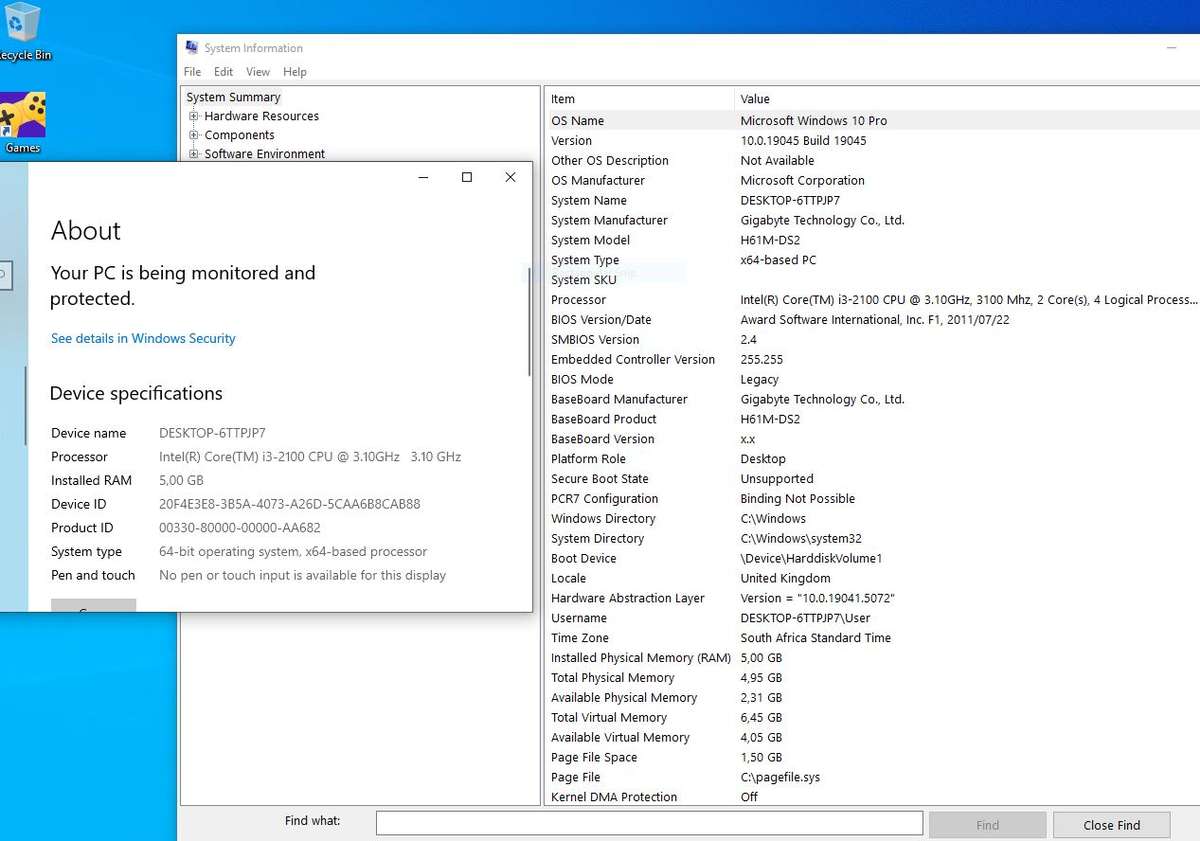Core i3 PC Desktop Computer & Gaming Keyboard Mouse Combo | 5GB RAM | 3.1GHz | 500GB - Pre-Owned