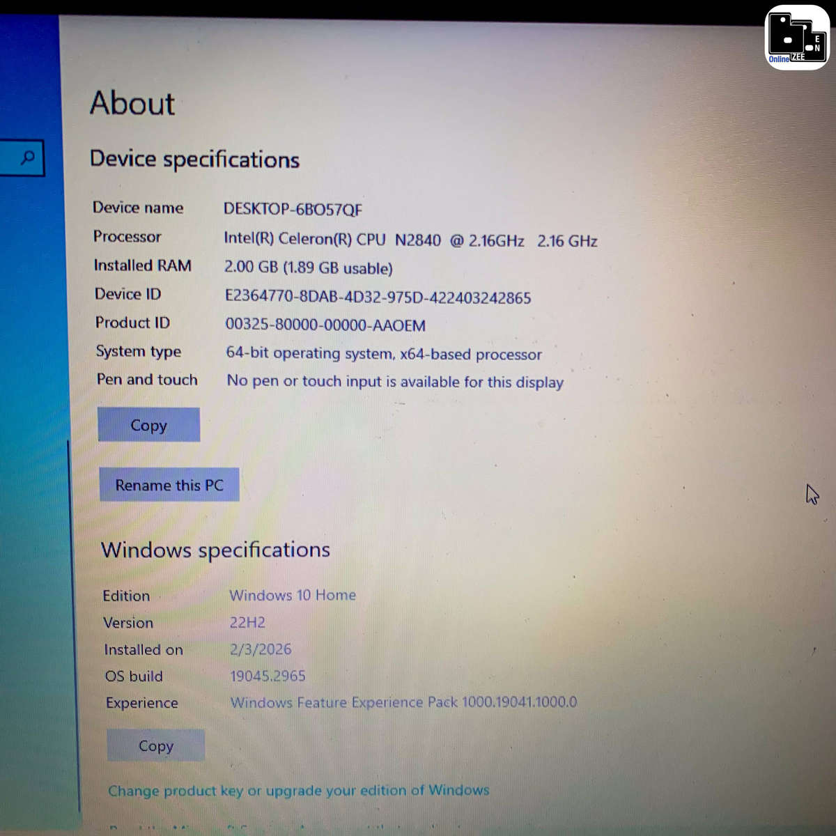 HP 15 Notebook PC Laptop Intel Celeron CPU N2840 2.16GHz 2GB RAM 500GB HDD - 15-r117ni