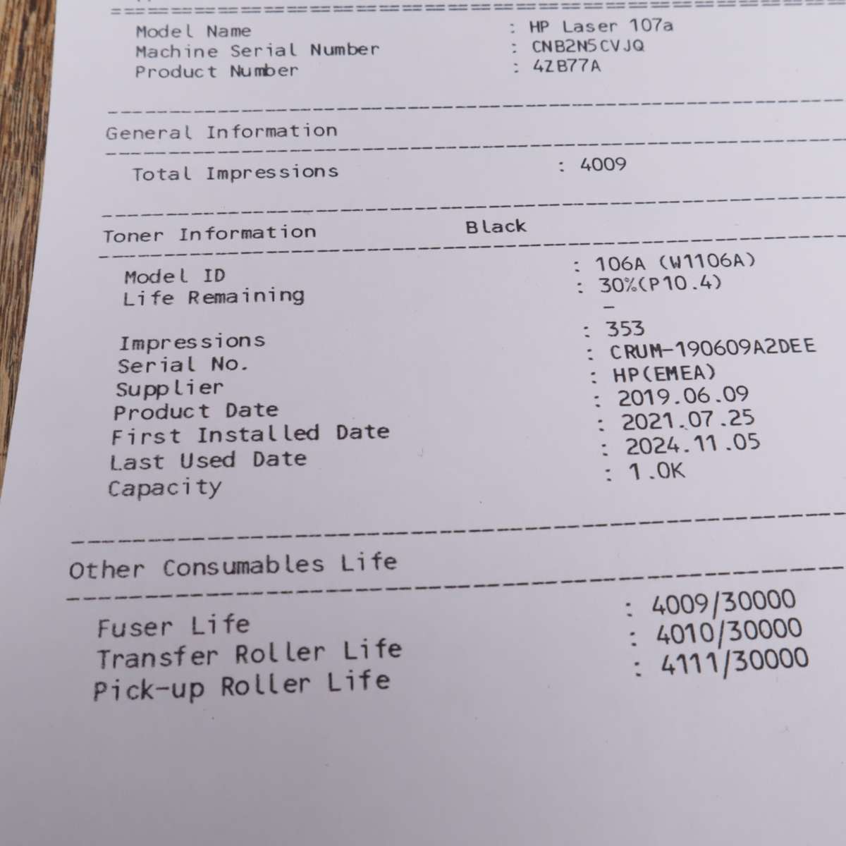 HP 107a  Laserjet A4 Mono Laser Printer 4ZB77A