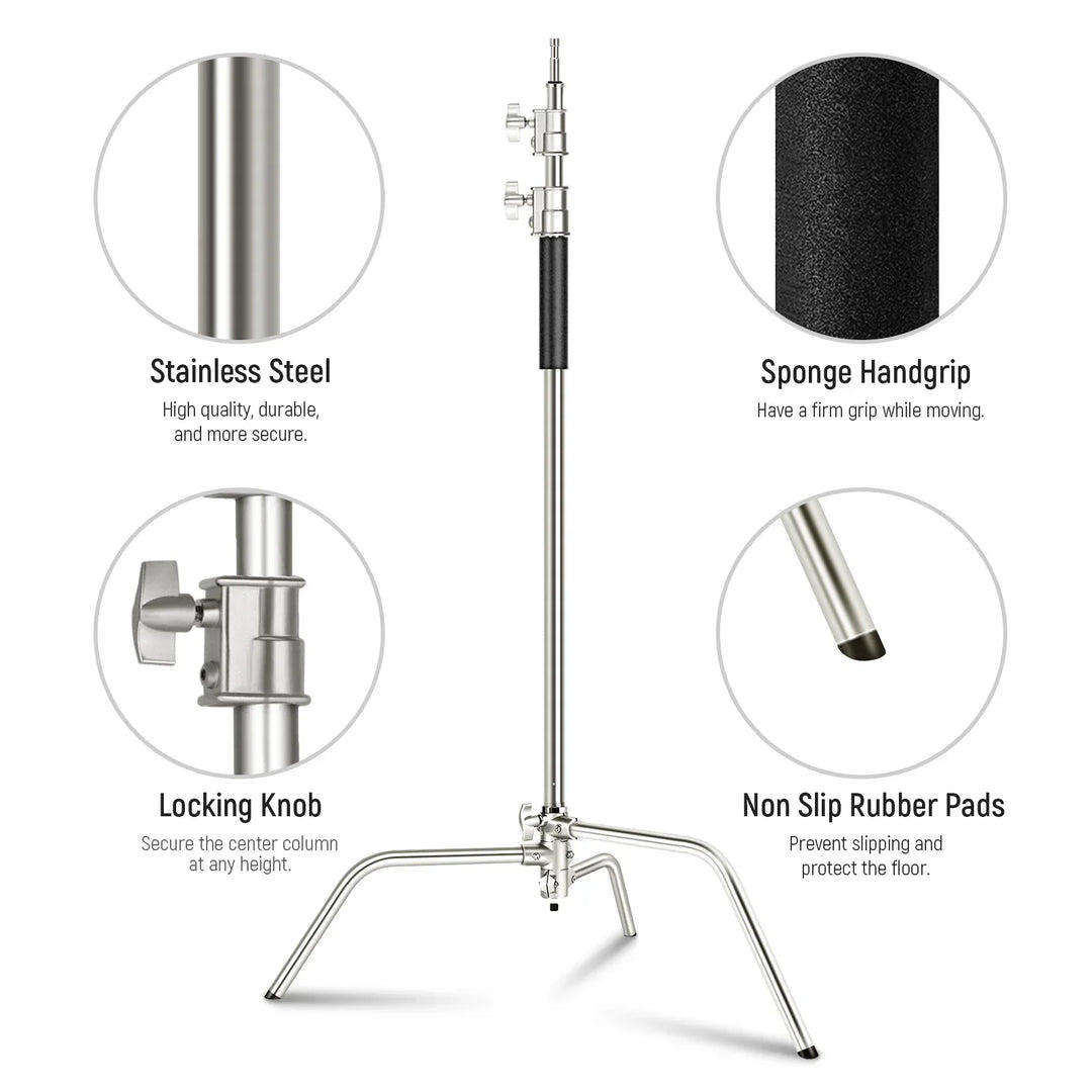 Neewer 330CM Adjustable Heavy Duty C-Stand Light Stand - Foldable Base
