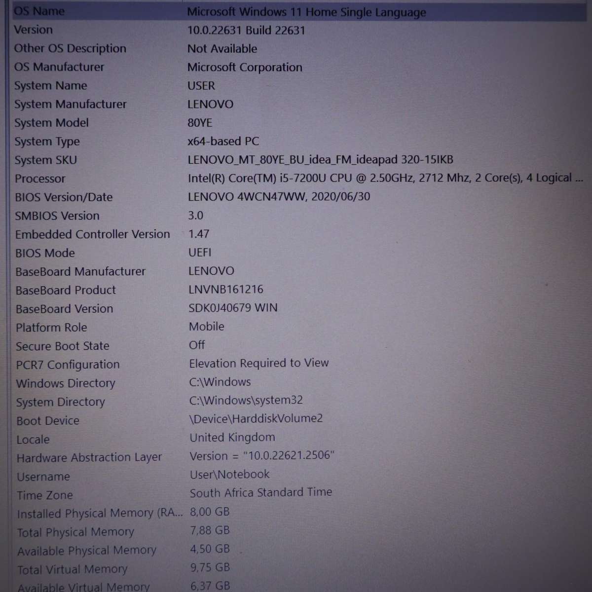 Lenovo IdeaPad 320-15IKB 2.5GHz Core i5 7Th Gen 8GB RAM 250GB SSD 15.6" AMD Radeon(TM) 530