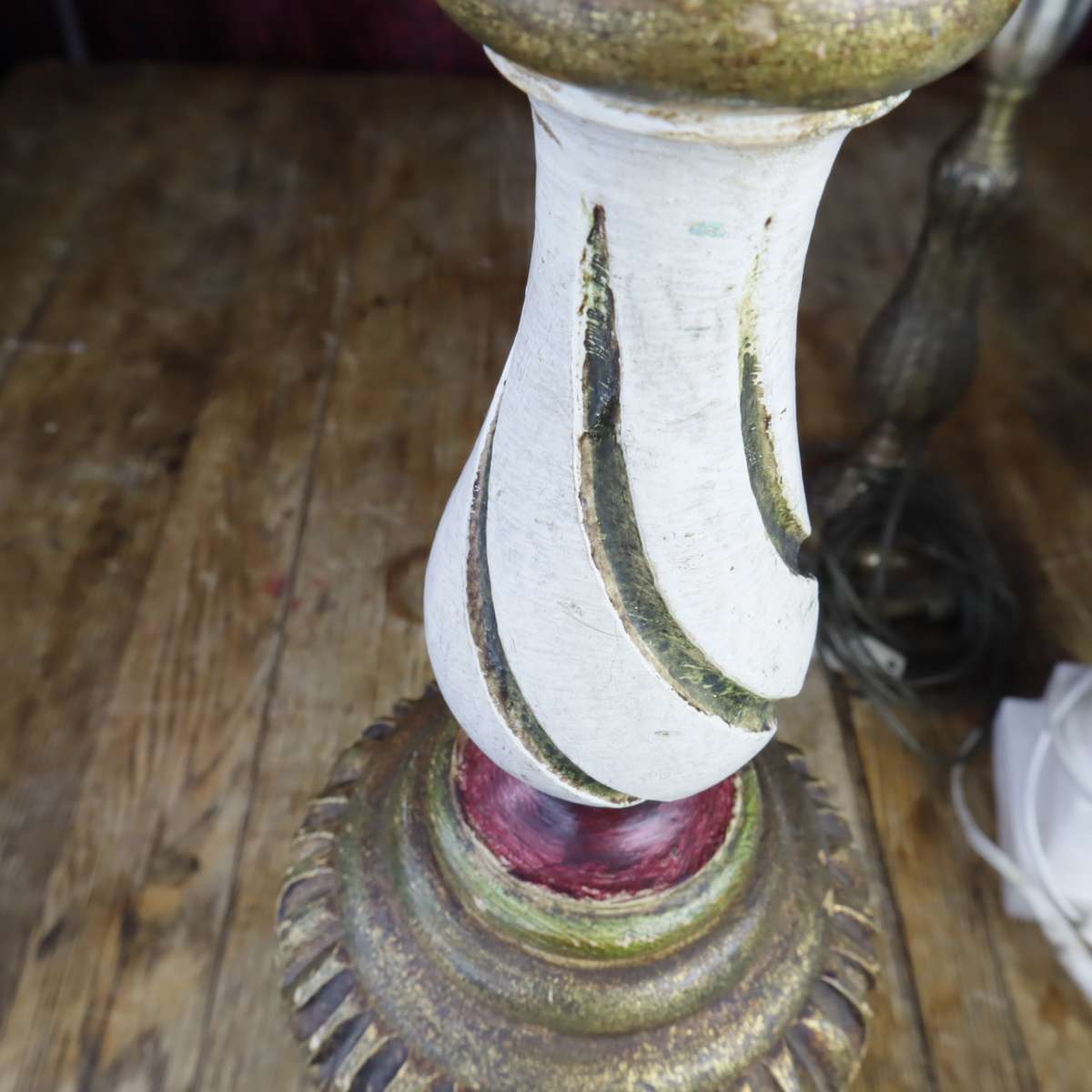 **VINTAGE** Bedside Table Lamps - Wooden + Marble + Metal - Pre-Owned