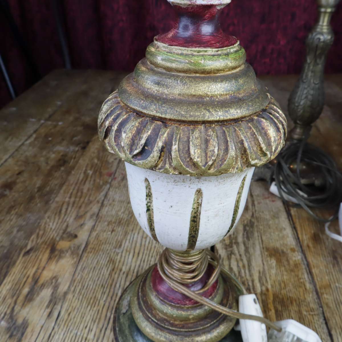 **VINTAGE** Bedside Table Lamps - Wooden + Marble + Metal - Pre-Owned