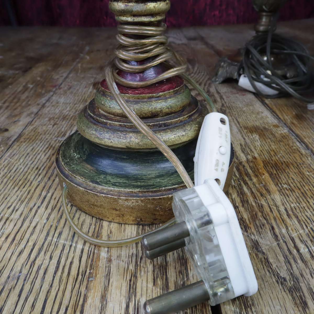 **VINTAGE** Bedside Table Lamps - Wooden + Marble + Metal - Pre-Owned