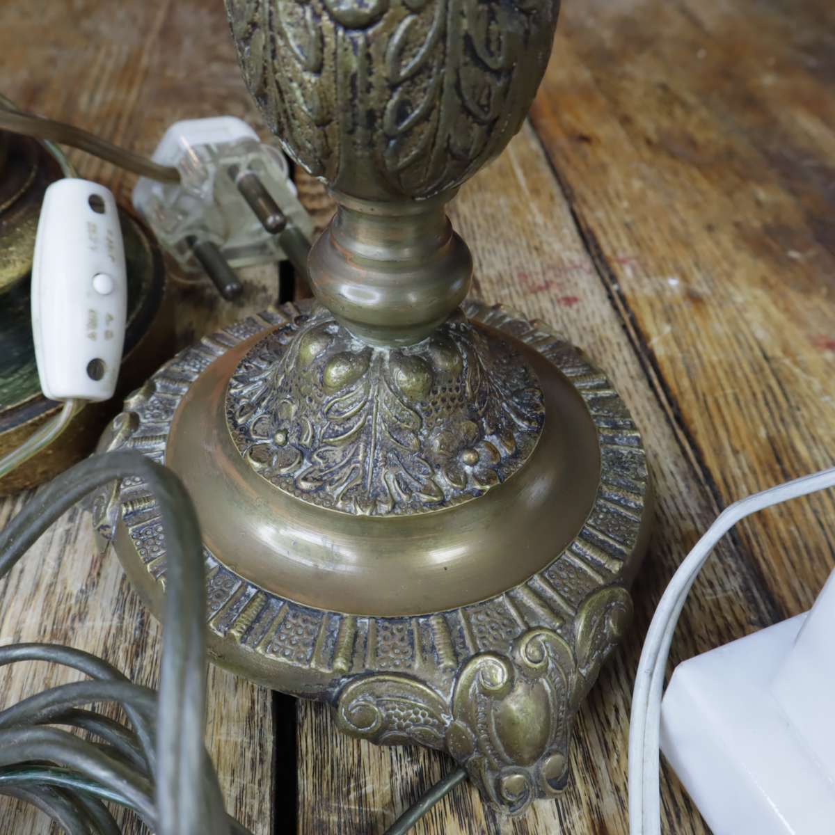 **VINTAGE** Bedside Table Lamps - Wooden + Marble + Metal - Pre-Owned