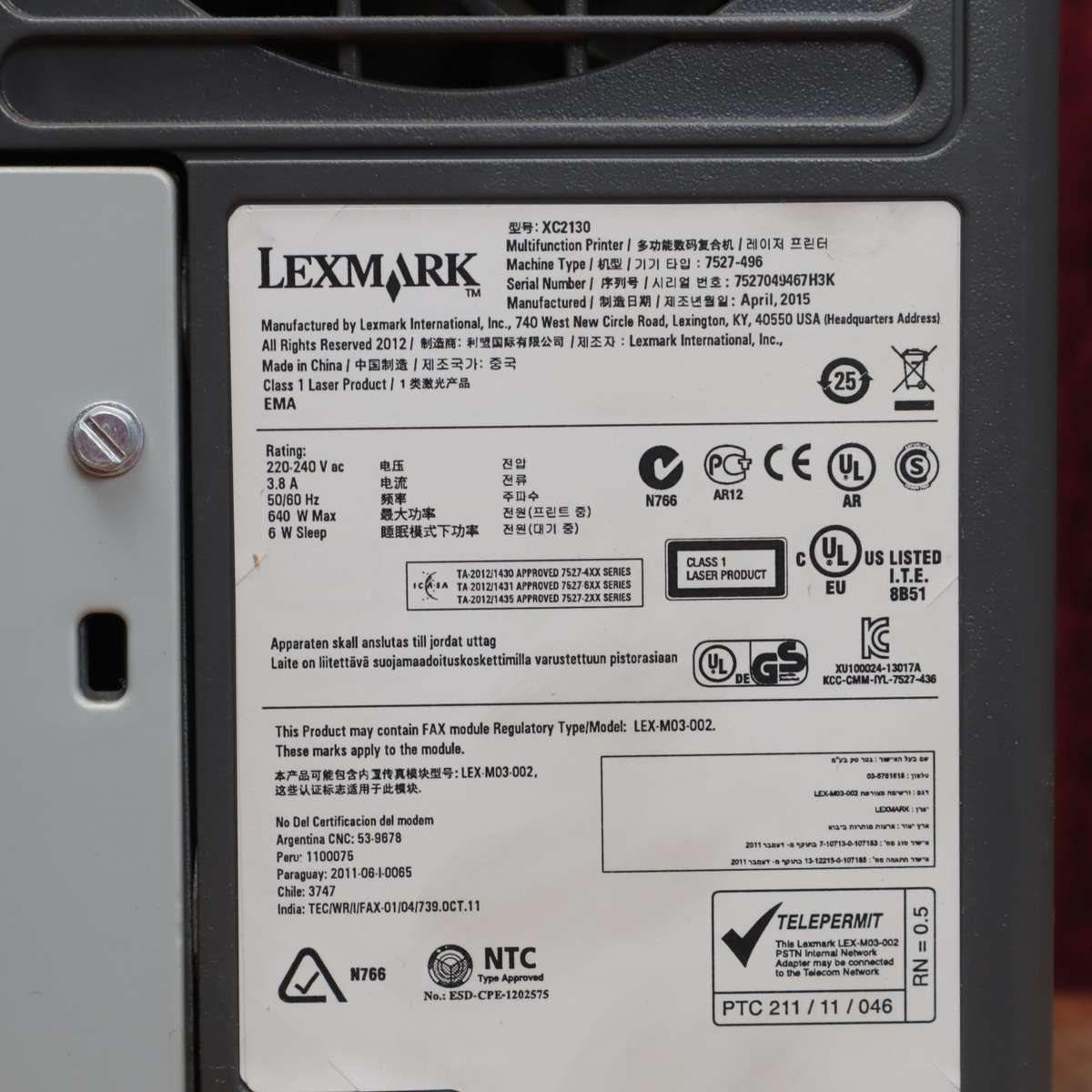 Lexmark XC2130 Colour All-In-One Business Enterprise Laser Printer