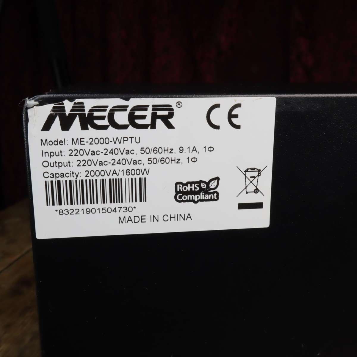 Mecer ME-2000-WPTU Online UPS 2000VA/1600W - Pre-Owned