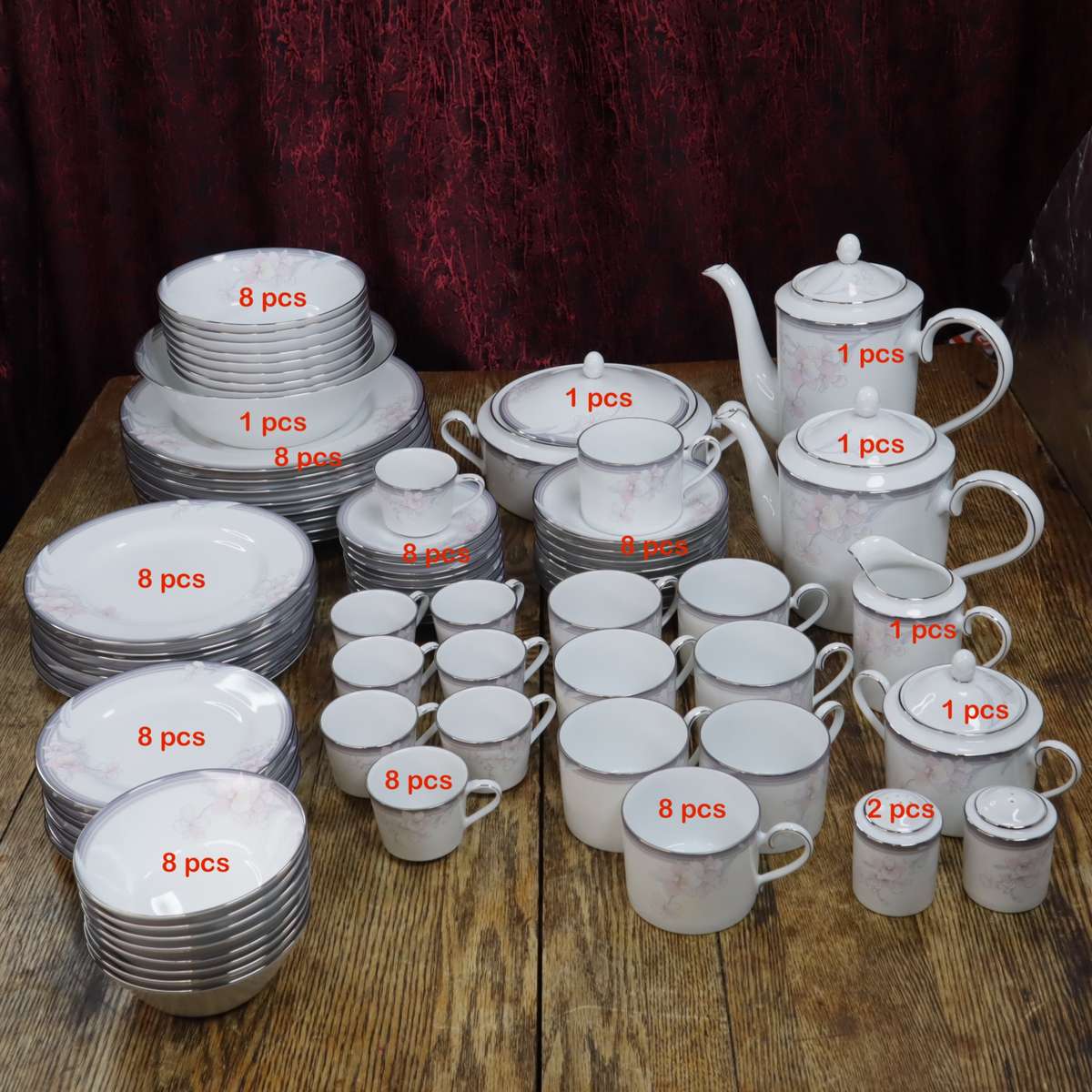 80 Pcs Noritake Evening Mood 3788 Fine China Dinnerware Porcelain Dinner Set
