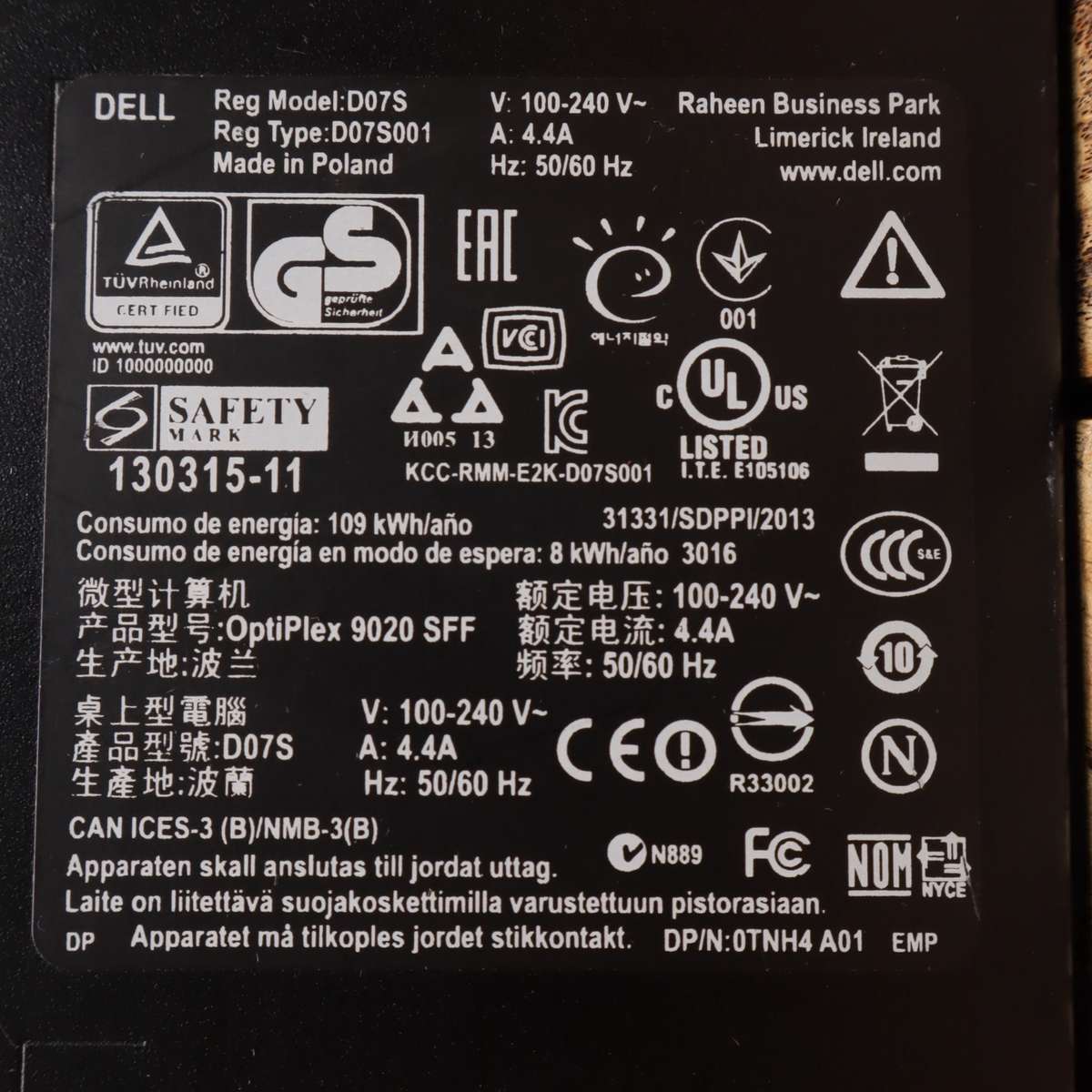 Dell OptiPlex 9020 D07S - 3.2GHz Core i5 500GB HDD 4GB RAM 4-Cores