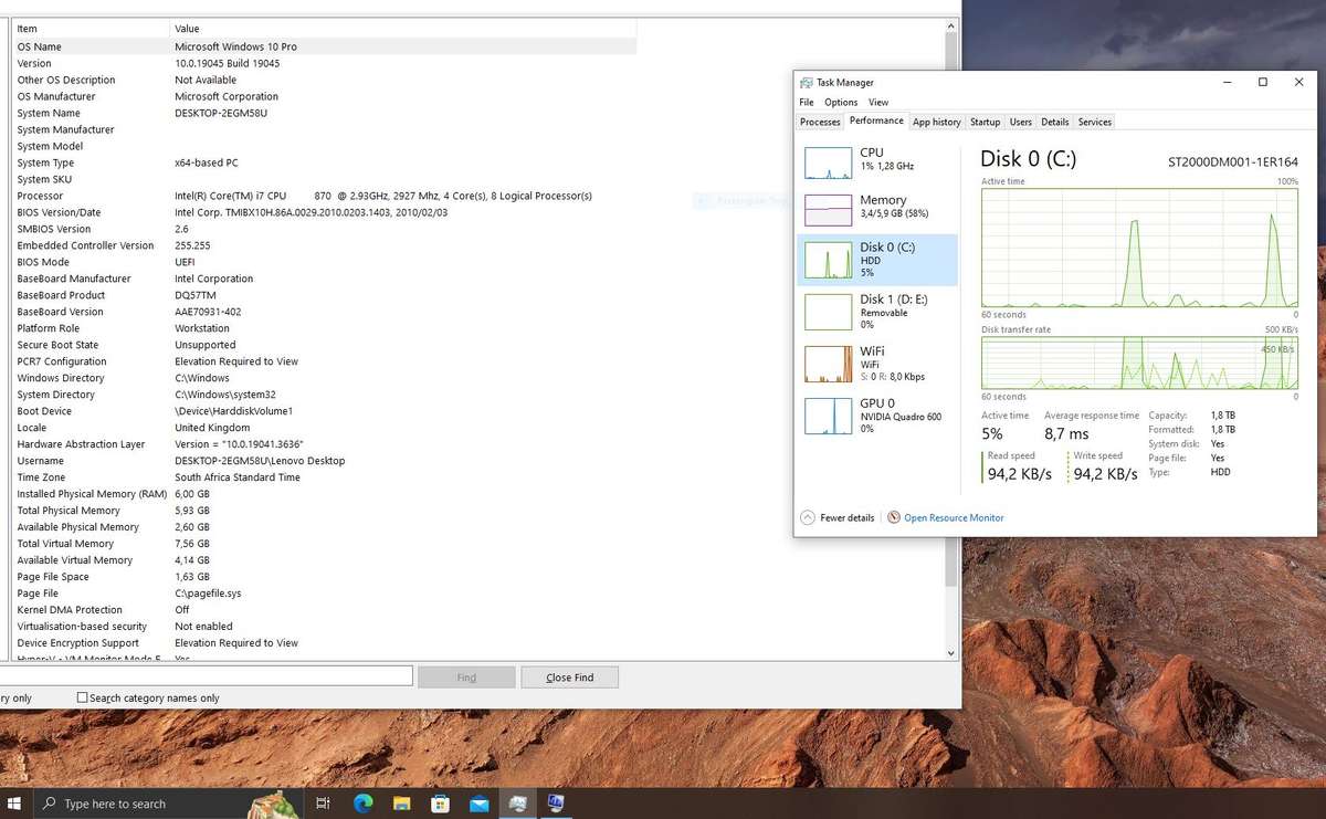 Desktop PC | Nvidia Quadro 600 | Core i7 - Quad Core| 2.93GHz | 6GB RAM | 1.8TB HDD