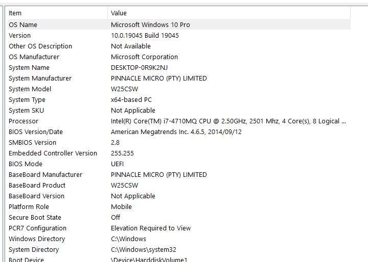 Proline Professional W25CSW 15.6" Core i7 Notebook Quad Core 8GB 2.50GHz 233GB HDD