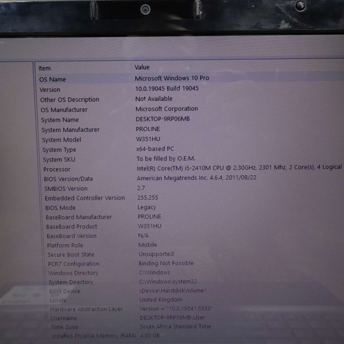 Proline W351HU Notebook PC Core i5 500GB HDD 4GB RAM 2.3GHz Win10 Pro