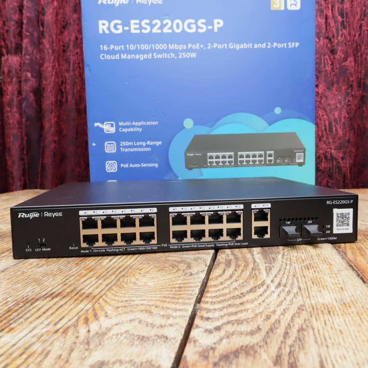 Ruijie 16-Port PoE+ Switch RG-ES220GS-P and Router RG-EW1200G PRO