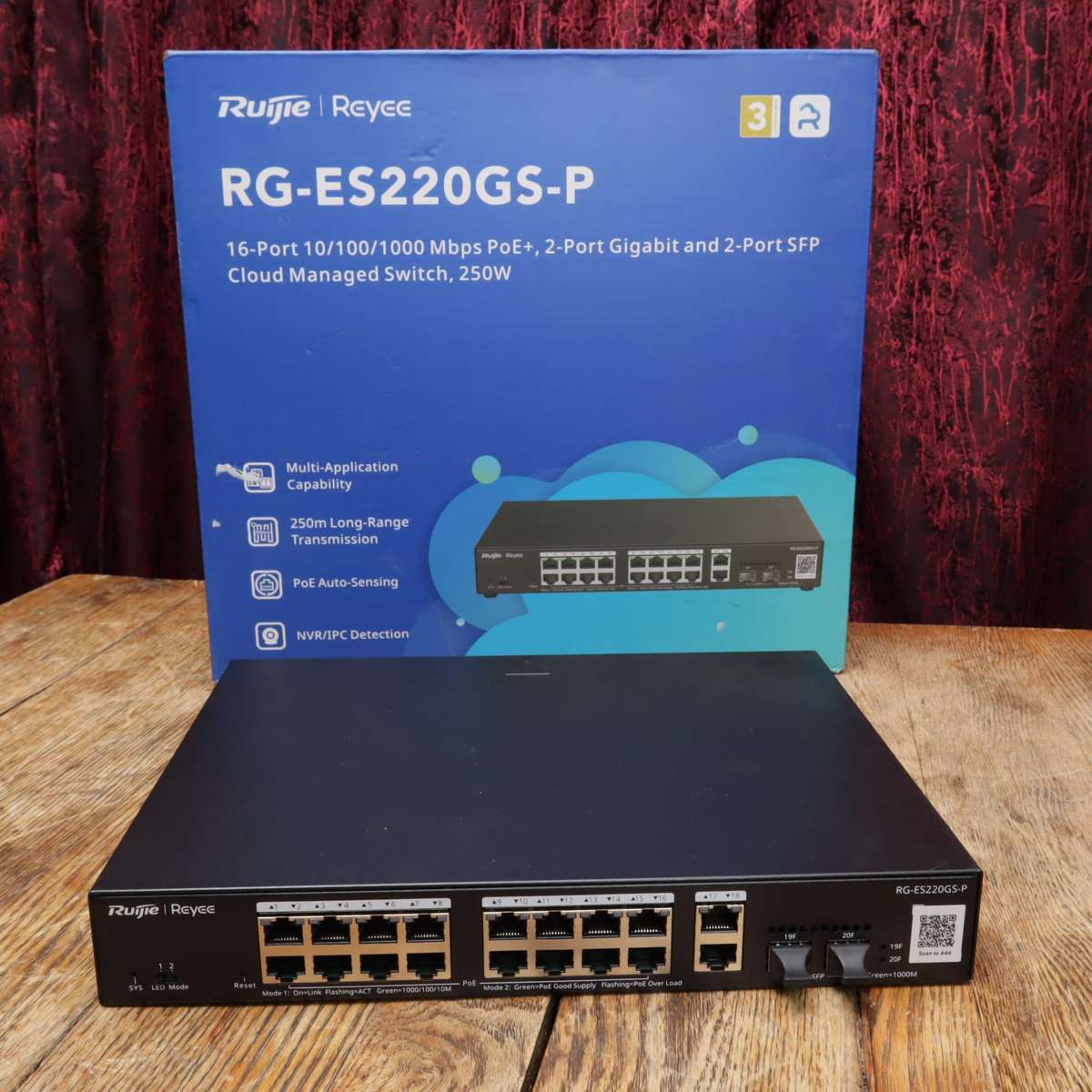 Ruijie 16-Port PoE+ Switch RG-ES220GS-P and Router RG-EW1200G PRO