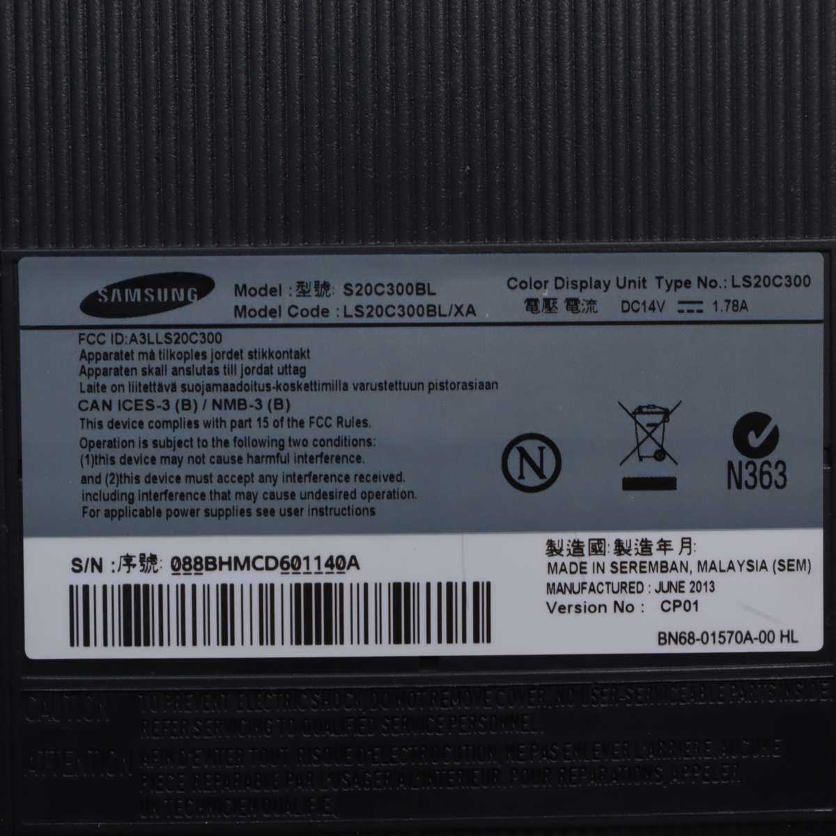 Samsung S20C300BL 19.5" LED Monitor 1600 x 900 - Pre-Owned