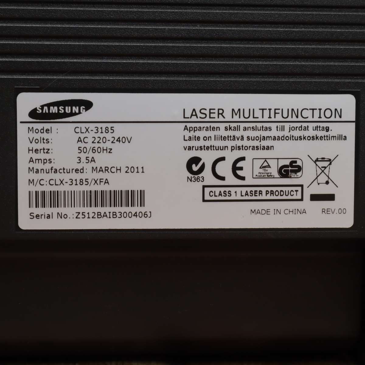Samsung CLX-3185 A4 Colour All-In-One Laser Printer
