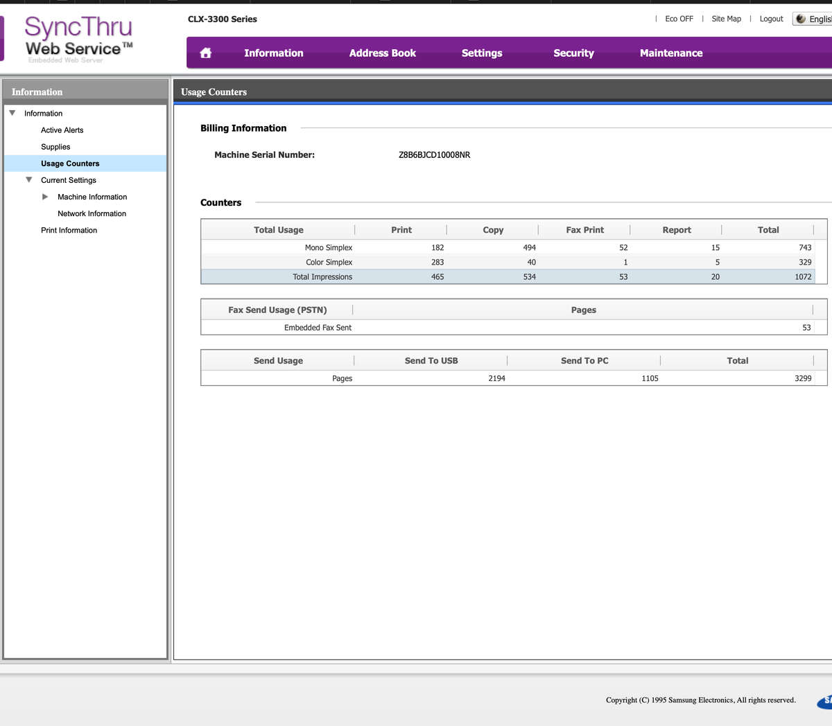 Samsung CLX-3305FW A4 Colour All-In-One Laser Printer - Pre-Owned (SEE DETAILS)