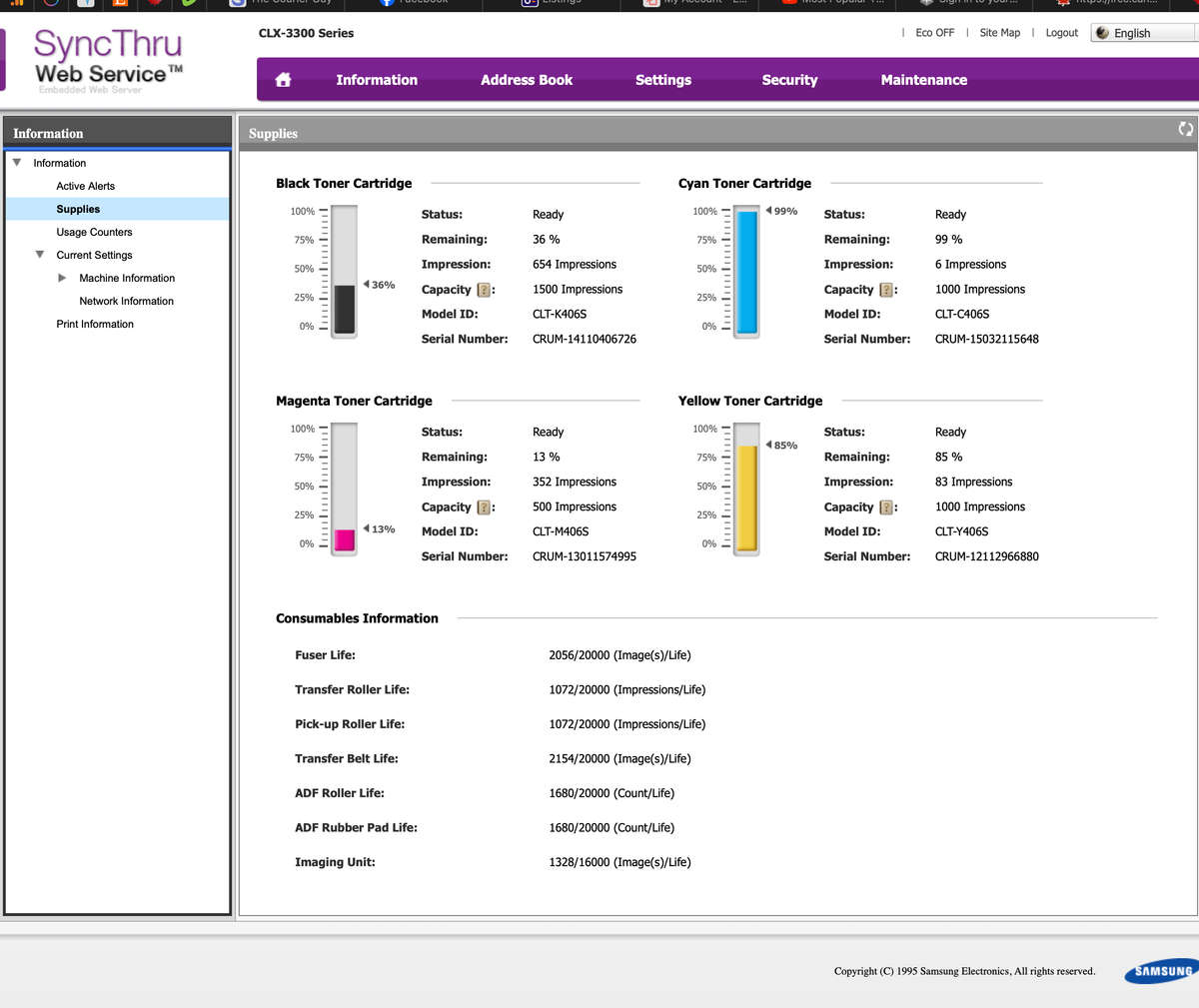 Samsung CLX-3305FW A4 Colour All-In-One Laser Printer - Pre-Owned (SEE DETAILS)