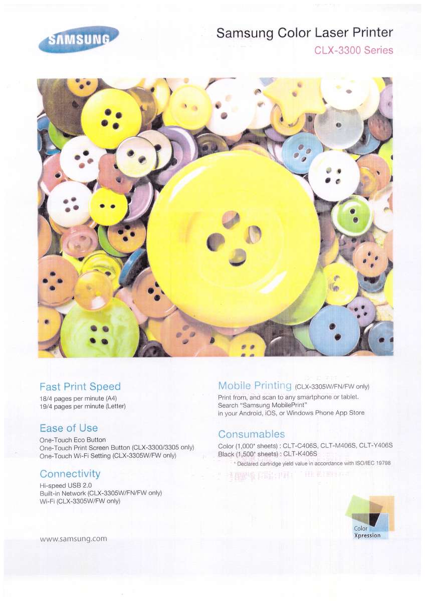 Samsung CLX-3305FW A4 Colour All-In-One Laser Printer - Pre-Owned (SEE DETAILS)