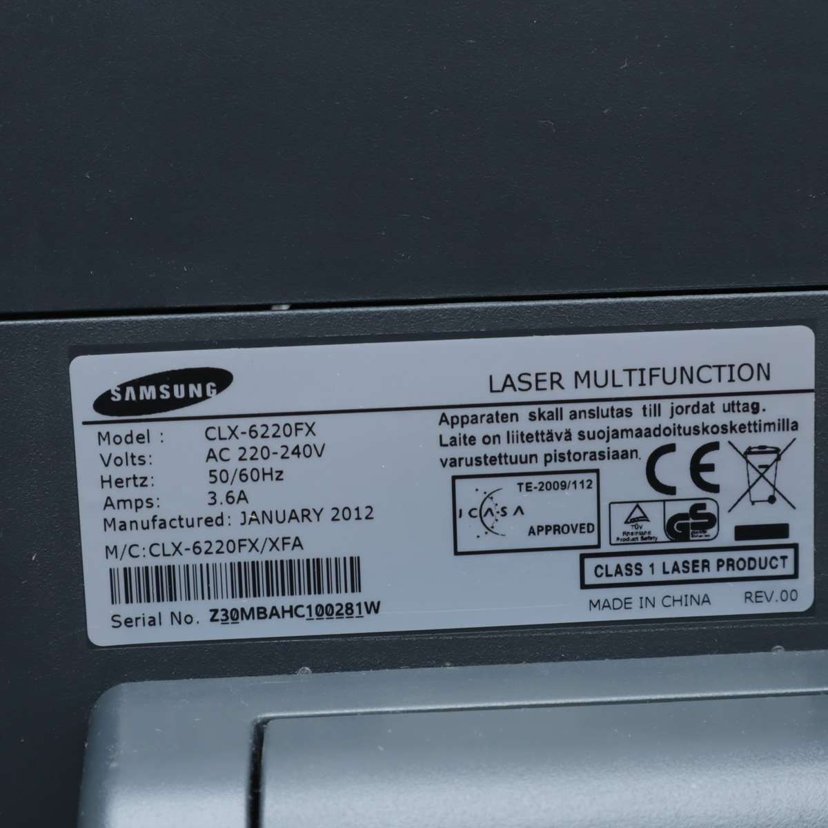 Samsung CLX-6220FX A4 Colour All-In-One Laser Printer - Pre-Owed