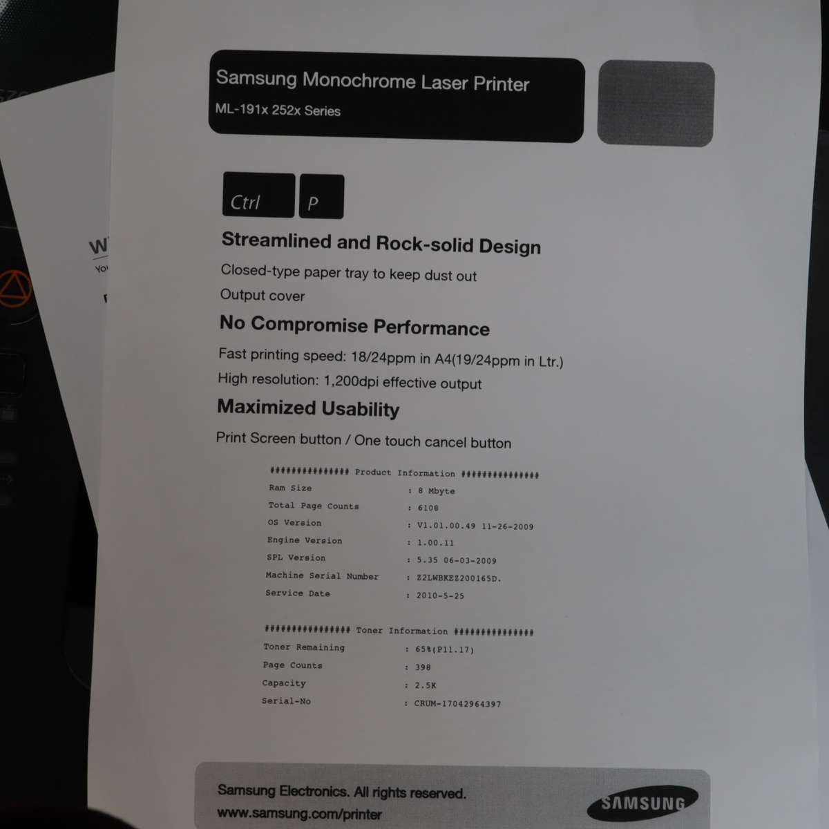 Samsung ML-2525 A4 Mono Laser Printer