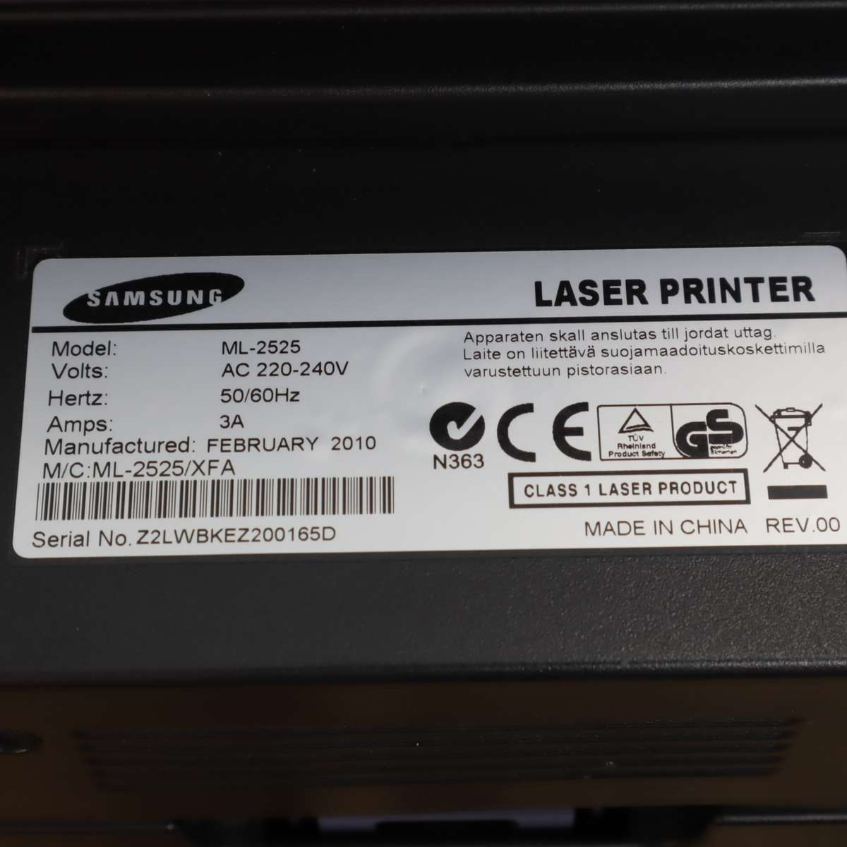 Samsung ML-2525 A4 Mono Laser Printer