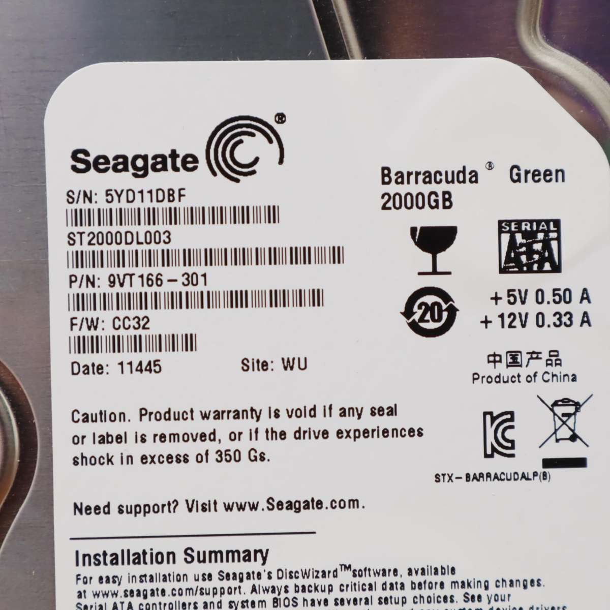 Seagate Barracuda 2TB Desktop 3.5" Internal Hard Drive ST2000DL003 SATA 6Gb/s 64MB Cache