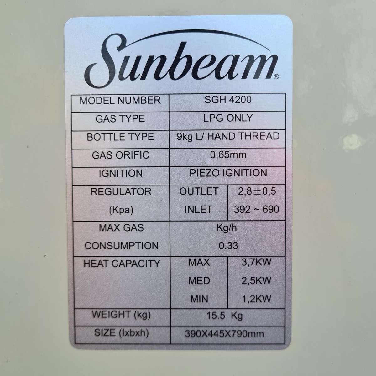Sunbeam SGH 4200 3-Panel Gas Heater
