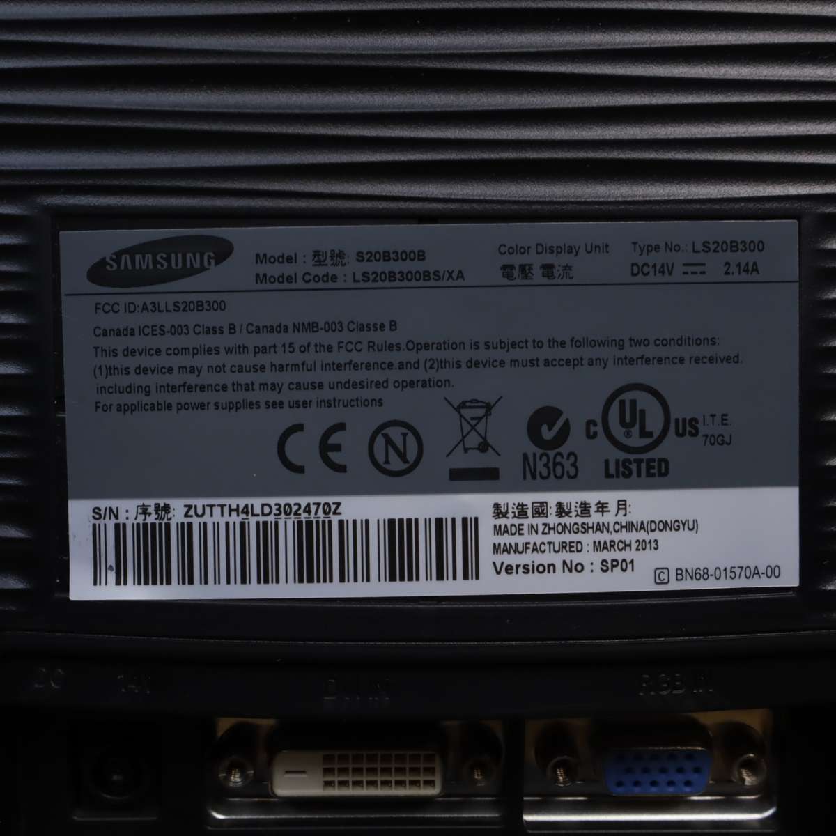 Samsung S20B300B 19.5" LED Monitor 1600 x 900 - Pre-Owned