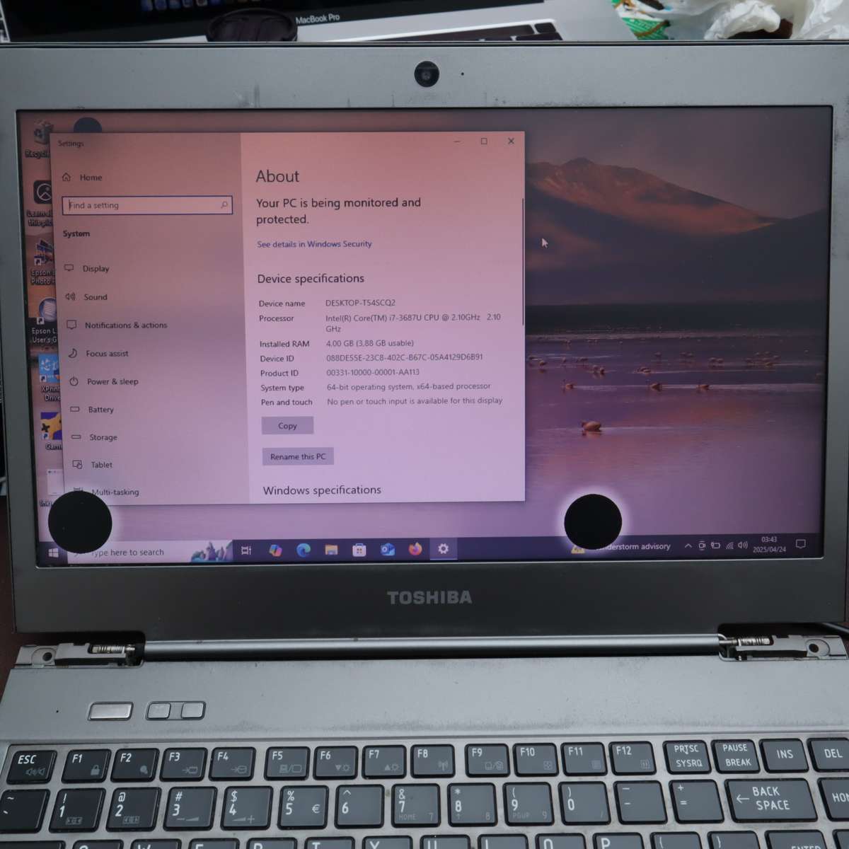 Toshiba Portege Z930 13" Laptop PC Core i7 4GB RAM 2.1GHz