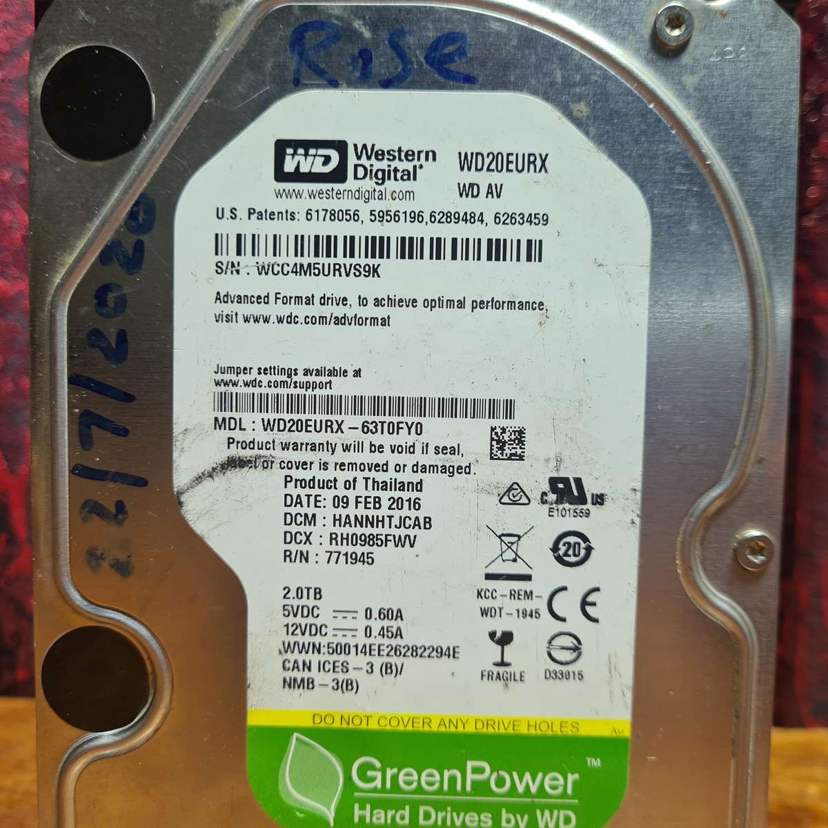 Wester Digital WD Green 2TB Desktop 3.5" Hard Drive WD20EURX