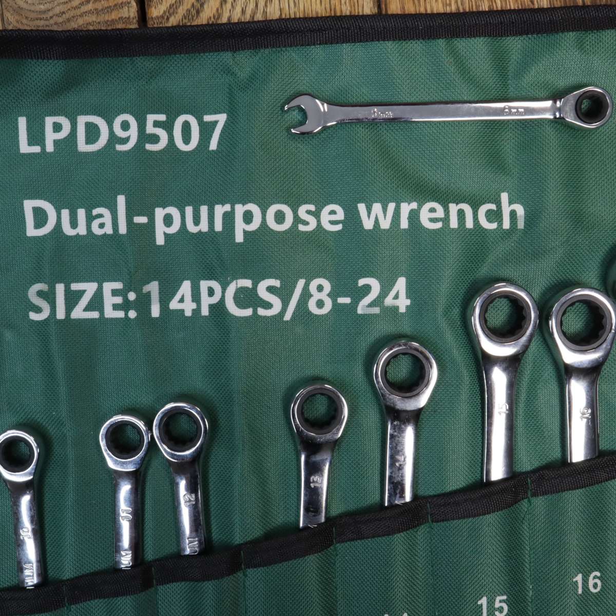 14 Piece Multi Purpose Combination Wrench Ratchet Spanner Set Metric 8-24MM LPD9507